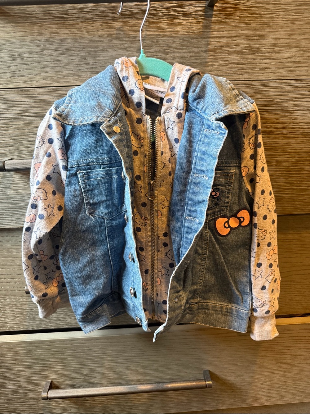 Hello Kitty By Sanrio Blue Denim Jacket with Pink Accents Size 4 Like New
